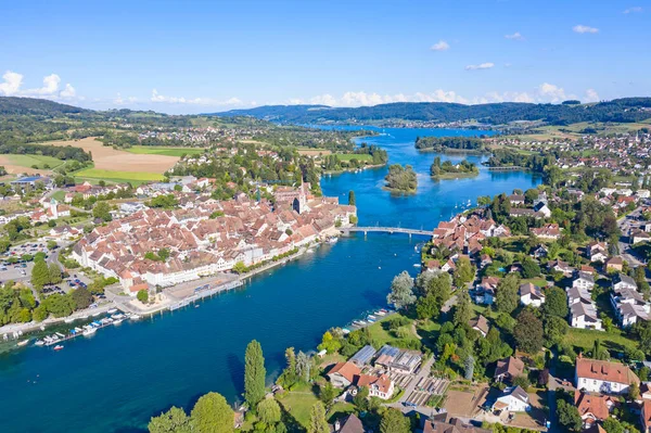 Légi Kilátás Stein Rhein Középkori Város Közelében Shaffhausen Svájc — Stock Fotó