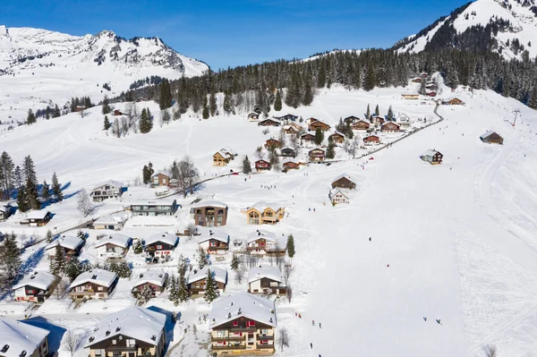 Inverno Nos Alpes Suíços Aldeia Arvenbuel Perto Cantão Amden Gallen — Fotografia de Stock