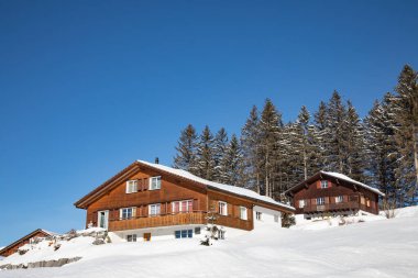 İsviçre Alplerinde kış, İsviçre 'nin St. Gallen kantonu yakınlarındaki Arvenbuel köyü.