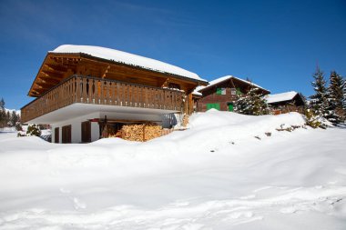 İsviçre Alplerinde kış, İsviçre 'nin St. Gallen kantonu yakınlarındaki Arvenbuel köyü.