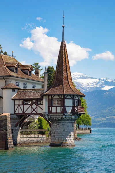 Castelo Oberhofen Perto Thun Suíça — Fotografia de Stock