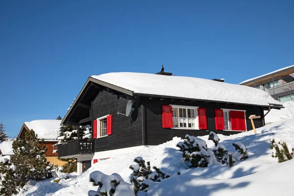 Winter Den Schweizer Alpen Dorf Arvenbuel Bei Amden Kanton Gallen — Stockfoto