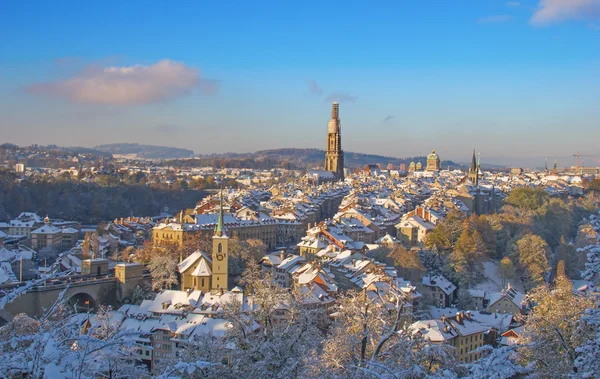 Bern staden med snö — Stockfoto