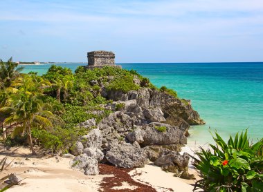 Mayan fortress and temple near Tulum clipart