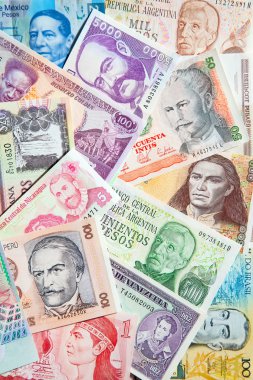 Güney Amerika banknotların arka plan