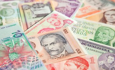 Güney Amerika banknotların arka plan