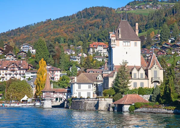 Lake Thun Oberhofen Köyü — Stok fotoğraf