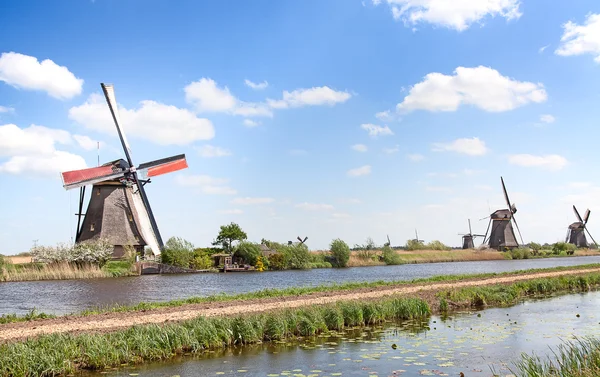 Antichi mulini a vento vicino Kinderdijk — Foto Stock