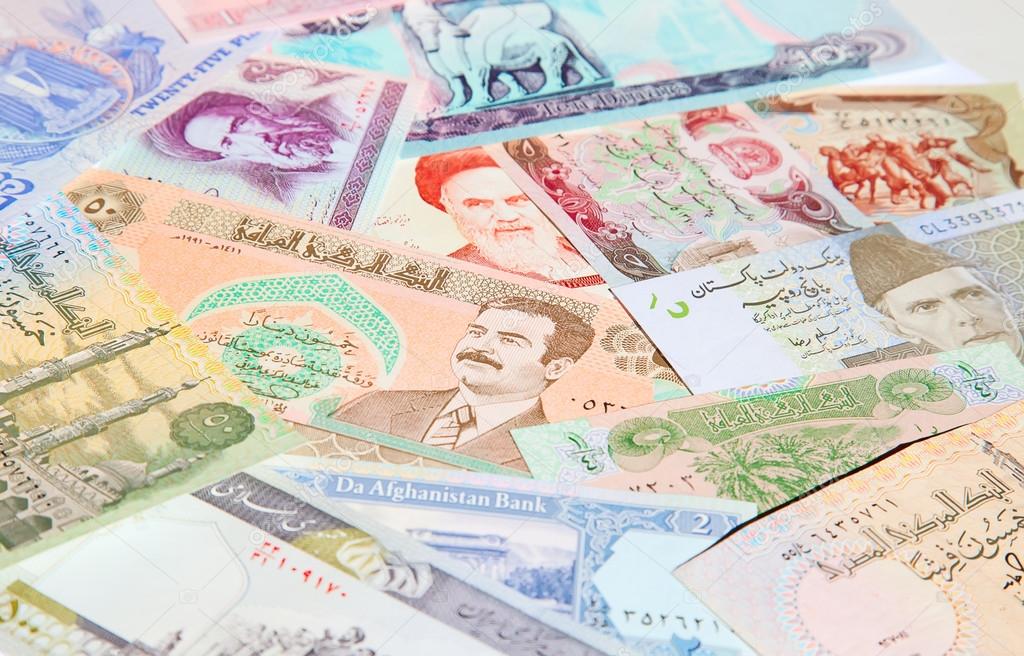 Variety of banknotes background