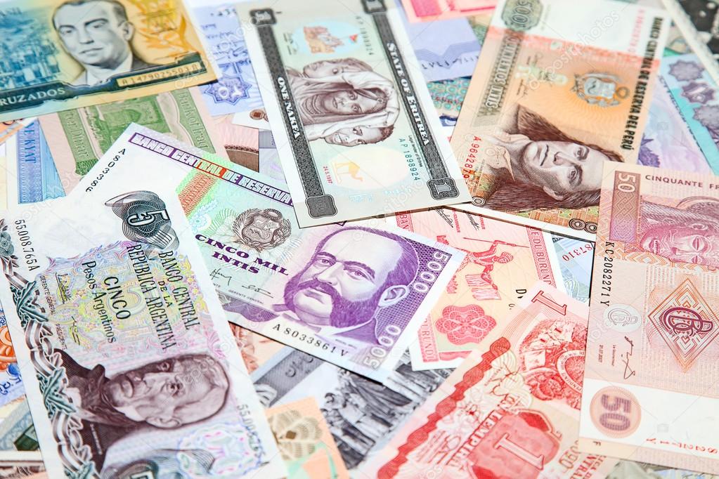 Variety of banknotes background