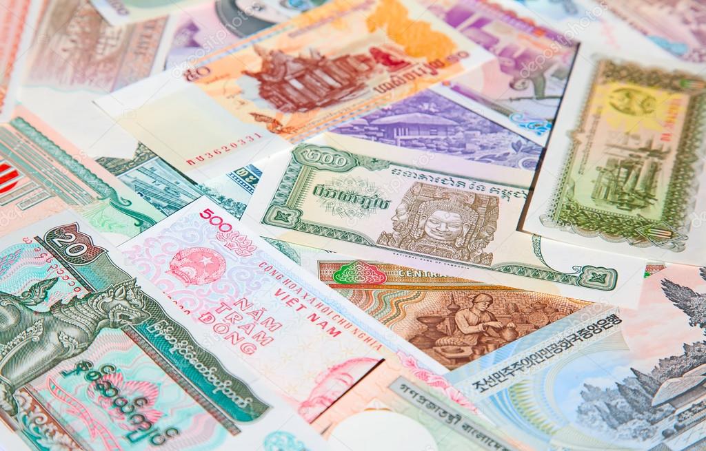 Variety of banknotes background