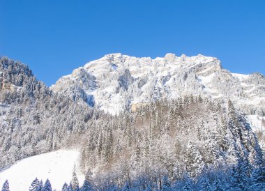 İsviçre Alplerinde kış manzarası