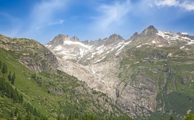 Rocky mountains nearby Rhone glacier