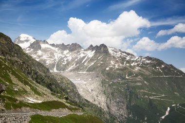 Rocky mountains nearby Rhone glacier