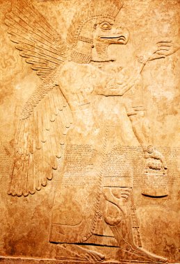 Ancient sumerian stone carving clipart