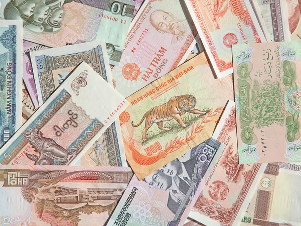 Collection of Asian banknotes — Stockfoto