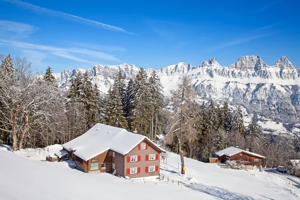 Lyžování resort flumserberg — Stock fotografie