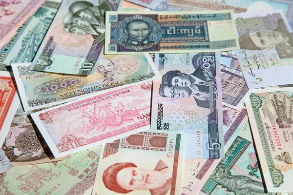 Collection of Asian banknotes — Stockfoto