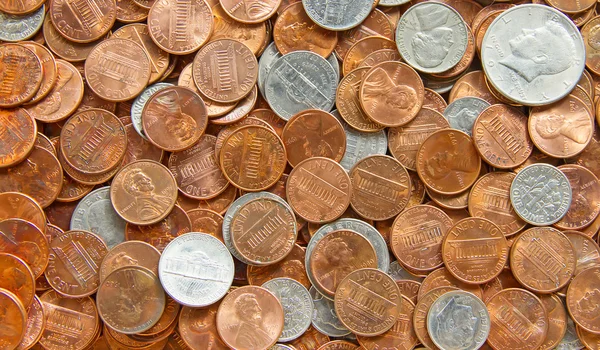 Pilha de moedas americanas — Fotografia de Stock