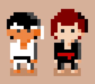 Karate savaşçıları. Piksel sanat