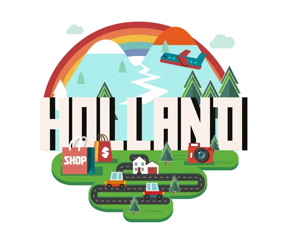 Holland prachtig land om te bezoeken op vakantie — Stockvector