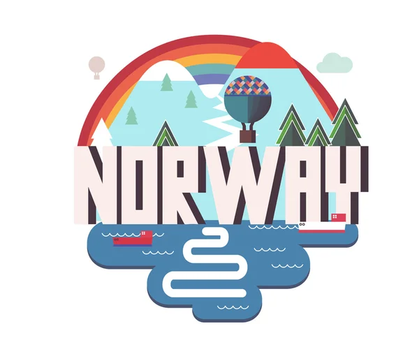 Norvégia gyönyörű ország, hogy látogassa meg — Stock Vector
