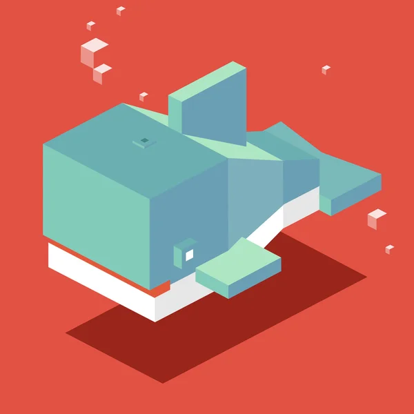 Whale. 3d pixelate isometric — Stock Vector