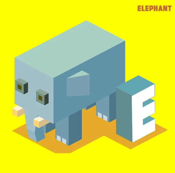 E untuk gajah, koleksi Animal Alphabet - Stok Vektor