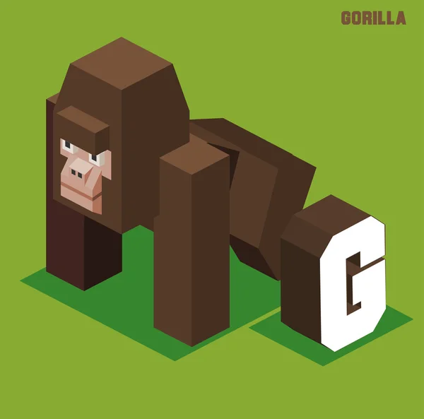 G pour gorille, Collection Alphabet Animaux — Image vectorielle