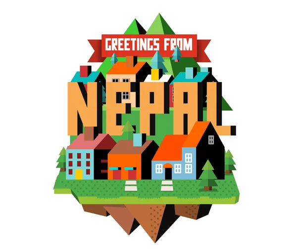 Nepal hermoso país para visitar de vacaciones — Vector de stock