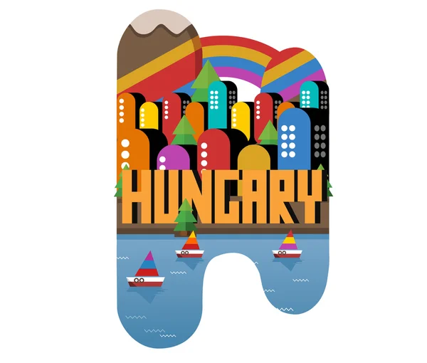 Magyarország gyönyörű ország-világ — Stock Vector