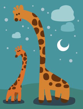 Zürafa aile ile çocuk 