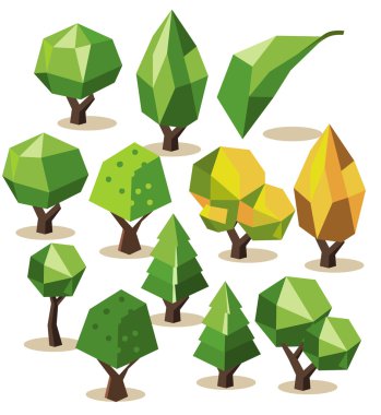 Set ağaçlar izometrik 