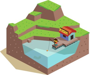 3D Balık tutma Hut 