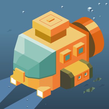 Sualtı keşif. İzometrik sanat 