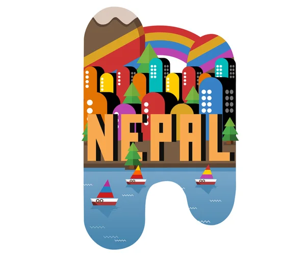 Nepal vackert land att besöka på semester — Stock vektor