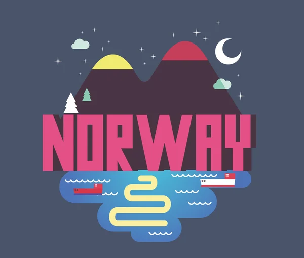 Noruega hermoso país para visitar — Vector de stock