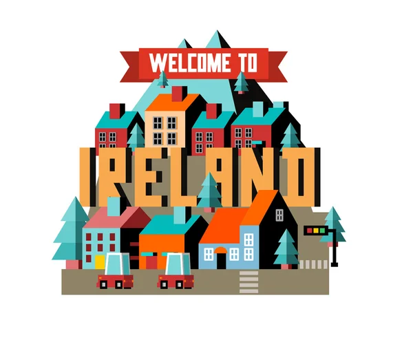 Прекрасная страна для отдыха в Ирландии — стоковый вектор