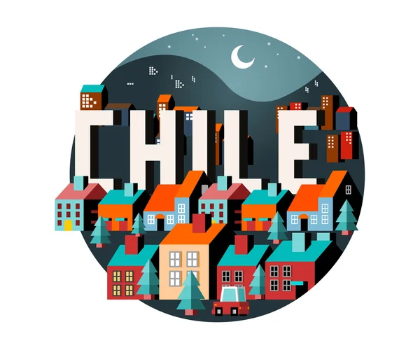 Chile gyönyörű ország-világ — Stock Vector