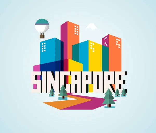 Singapur güzel ülke ziyaret — Stok Vektör