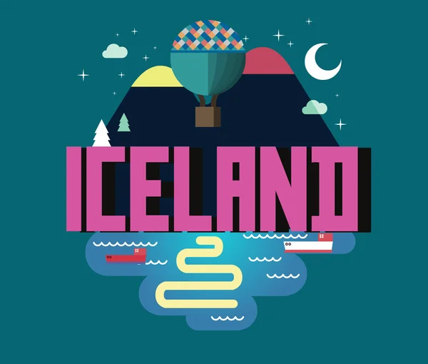 세계에서 아이슬란드 아름 다운 국가 — 스톡 벡터