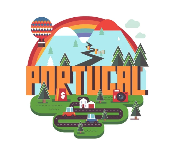 De prachtige land Portugal in wereld — Stockvector