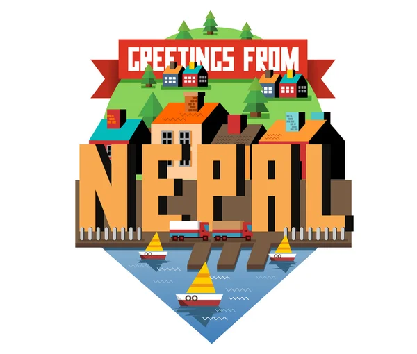 Непал красивая страна посетить на отдых — стоковый вектор