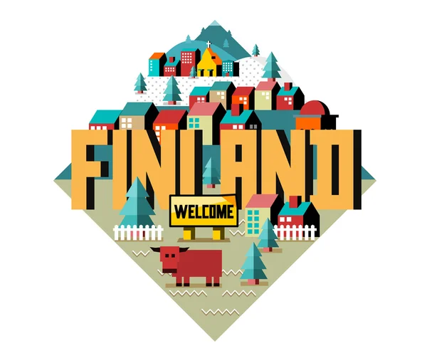 Finlandia bellissimo paese nel mondo — Vettoriale Stock