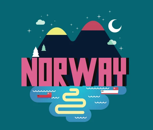 Noruega hermoso país para visitar — Archivo Imágenes Vectoriales