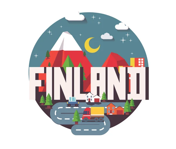Piękny kraj Finlandia w świecie — Wektor stockowy