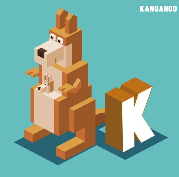 K pour kangourou, collection Alphabet d'animaux — Image vectorielle