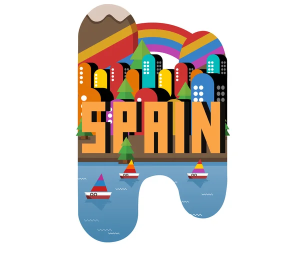 Spanje prachtig land in de wereld — Stockvector