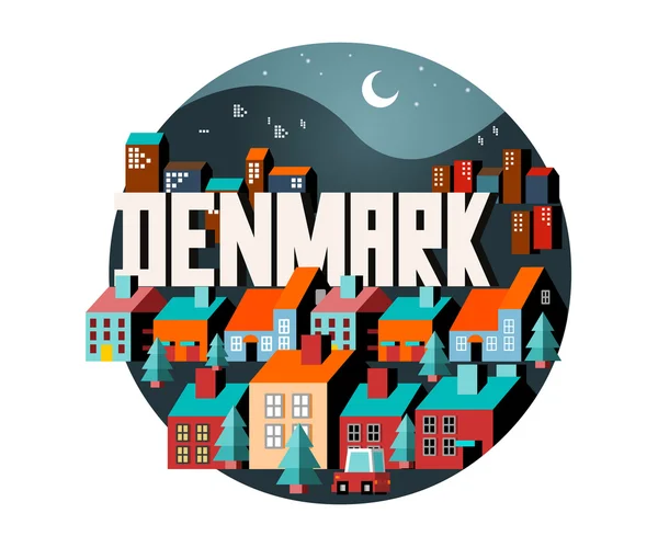 세계에서 덴마크 아름 다운 나라 — 스톡 벡터