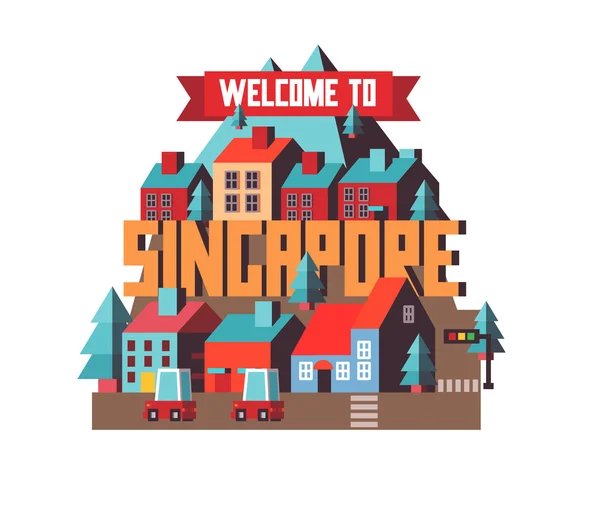 Singapur güzel ülke ziyaret — Stok Vektör